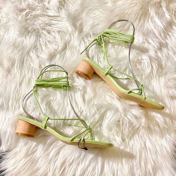 ZARA GREEN HEELED STRAPPY SANDALS - Picture 7 of 12